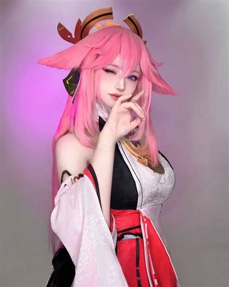 genshin impact fuck|Genshin Impact cosplay Yae Miko is inserted in the pussy